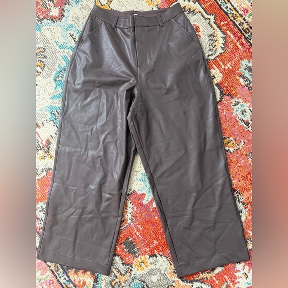 Splendid Vegan Leather Ankle Trouser - Brown - Picture 4 of 6